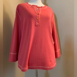 JONES NY Sport 100% cotton English rose 3/4 sleeve 3 button pullover NWT…